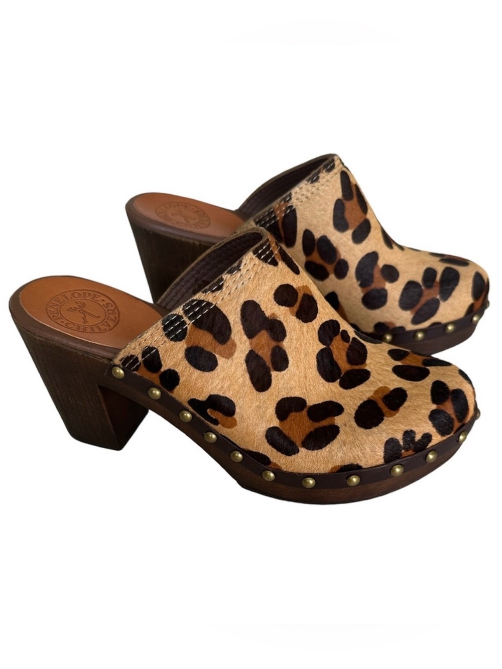 Anthropologie Penelope Childers Leopard Mule Clog Size EU 37